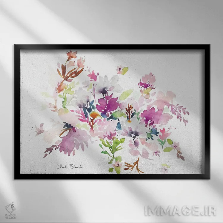 تابلو گلهای پشمالو اثر کلودیا بیانکی - نمای قابدار مشکی