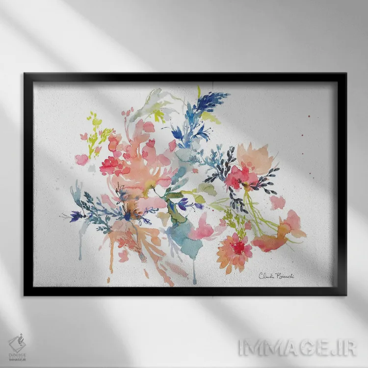 تابلو ابرهای گلی اثر کلودیا بیانکی - نمای قابدار مشکی