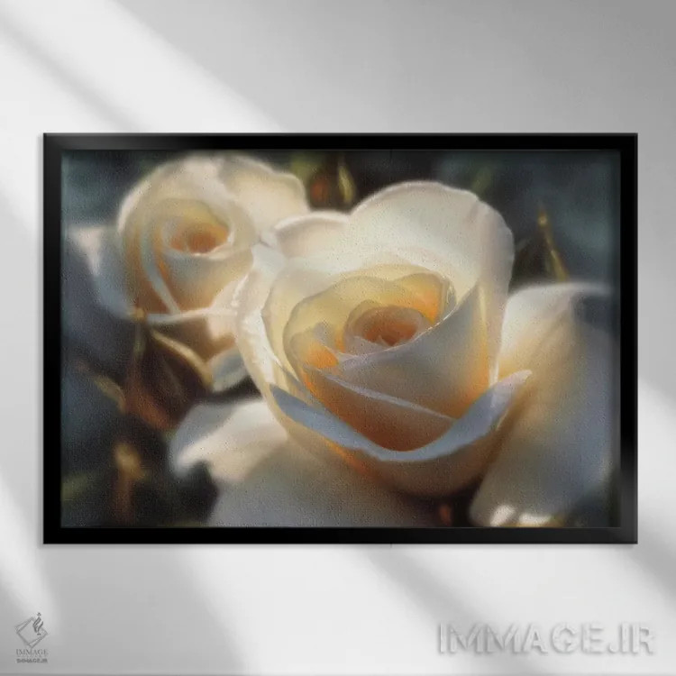 تابلو رنگهای رز سفید (افقی) اثر کالین بوگل - نمای قابدار مشکی