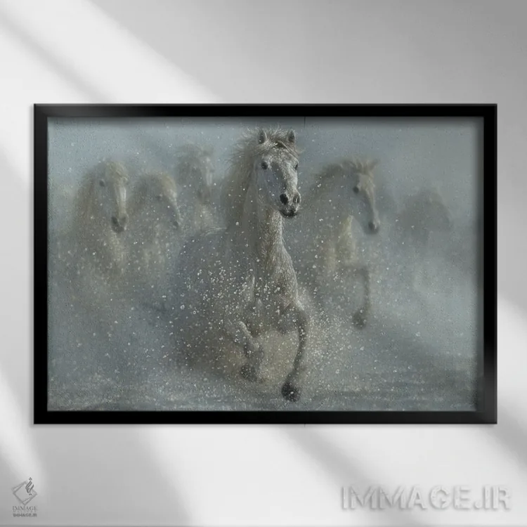 تابلو دویدن در طبیعت وحشی اثر کالین بوگل - نمای قابدار مشکی