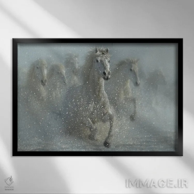 تابلو دویدن در طبیعت وحشی اثر کالین بوگل - نمای قابدار مشکی