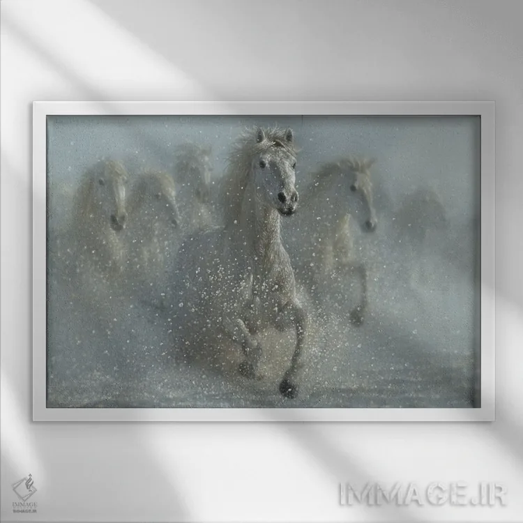 تابلو دویدن در طبیعت وحشی اثر کالین بوگل - نمای قابدار سفید