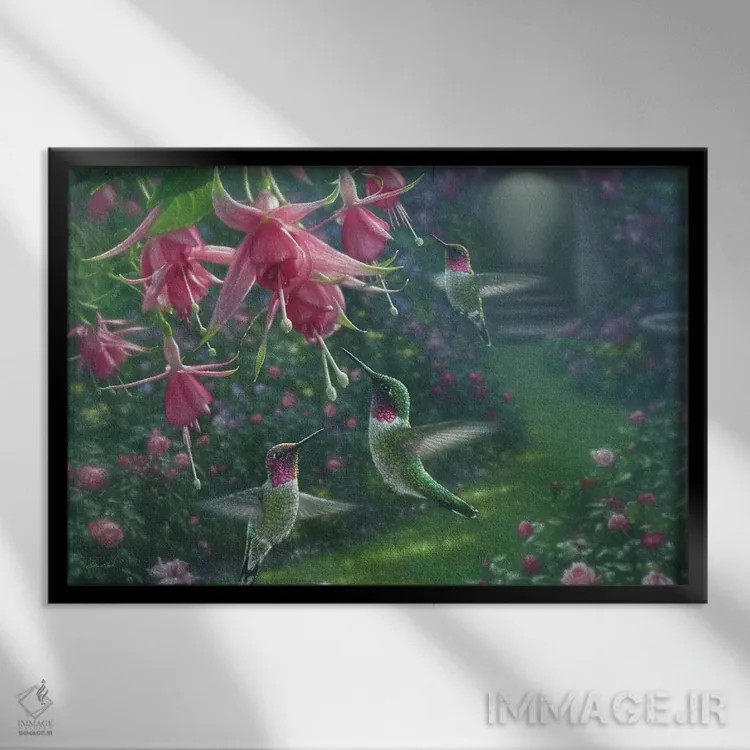 تابلو پناهگاه مرغ مگسخوار (افقی) اثر کالین بوگل - نمای قابدار مشکی