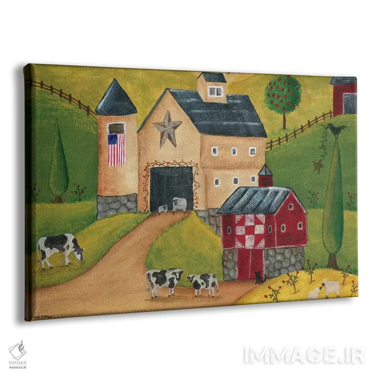 تابلو انبارهای روستایی آمریکایی اثر شریل بارتلی - نمای پرسپکتیو محصول