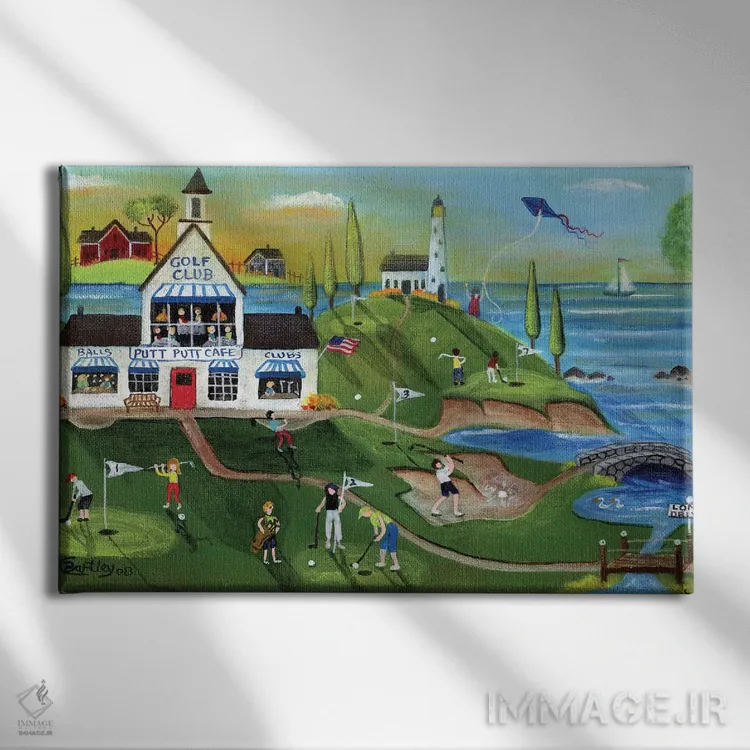 تابلو هنر مردمی باشگاه گلف اثر شریل بارتلی - نمای روبهرو روی دیوار