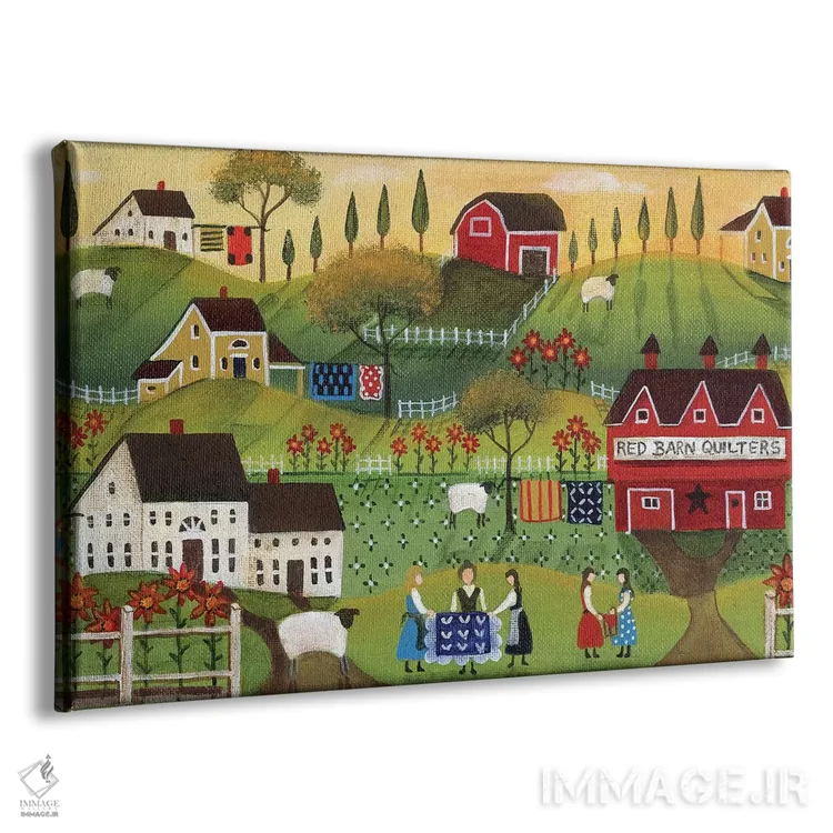 تابلو لحافدوزان انبار قرمز اثر شریل بارتلی - نمای پرسپکتیو محصول