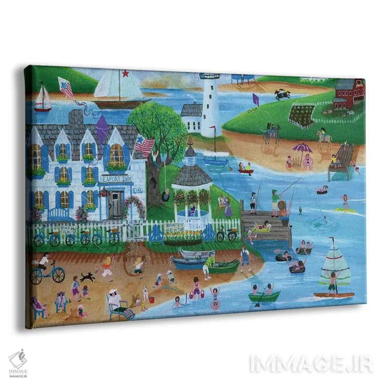 تابلو تفریح تابستانی هنرمردمی در مهمانسرای بندری اثر شریل بارتلی - نمای پرسپکتیو محصول
