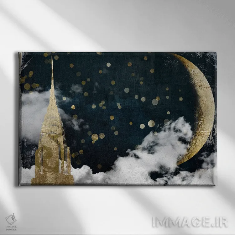 تابلو شهرهای ابری نیویورک اثر ساشا - نمای روبهرو روی دیوار