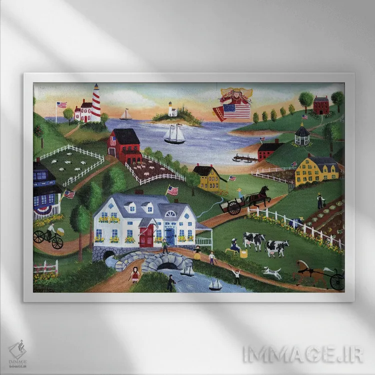 تابلو دهکده قدیم اثر شریل بارتلی - نمای قابدار سفید