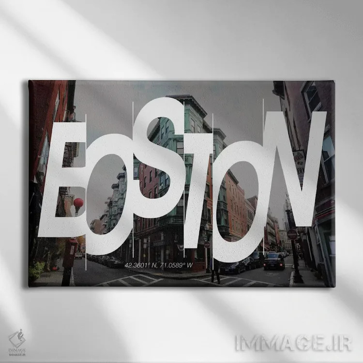 تابلو 71° W),بوستون (۴۲.۳ شمالی، ۷۱ غربی) اثر فایو بای فایو کالکتیو - نمای روبهرو روی دیوار