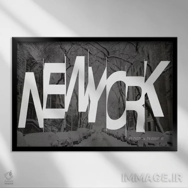تابلو 74° W),نیویورک (۴۰.۷ شمالی، ۷۴ غربی) اثر فایو بای فایو کالکتیو - نمای قابدار مشکی