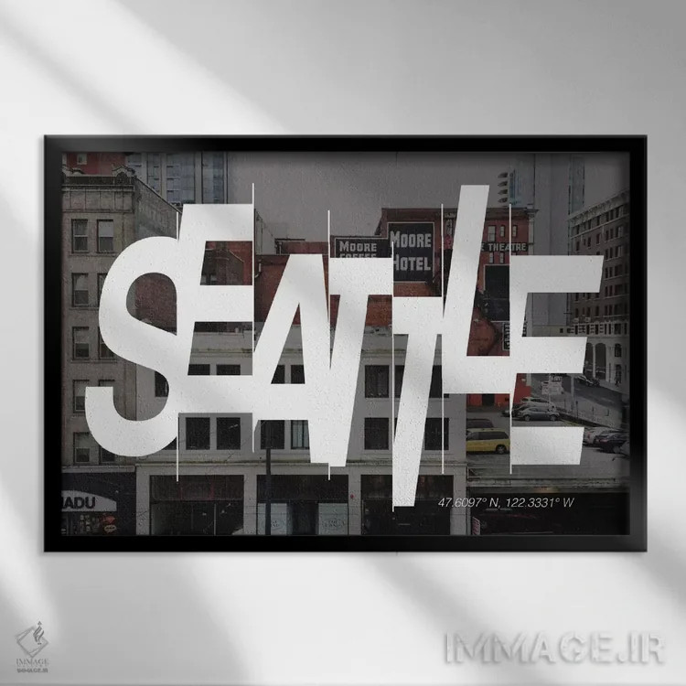 تابلو 122.3° W),سیاتل (۴۷.۶ شمالی، ۱۲۲.۳ غربی) اثر فایو بای فایو کالکتیو - نمای قابدار مشکی