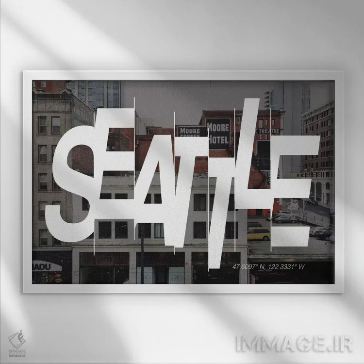 تابلو 122.3° W),سیاتل (۴۷.۶ شمالی، ۱۲۲.۳ غربی) اثر فایو بای فایو کالکتیو - نمای قابدار سفید