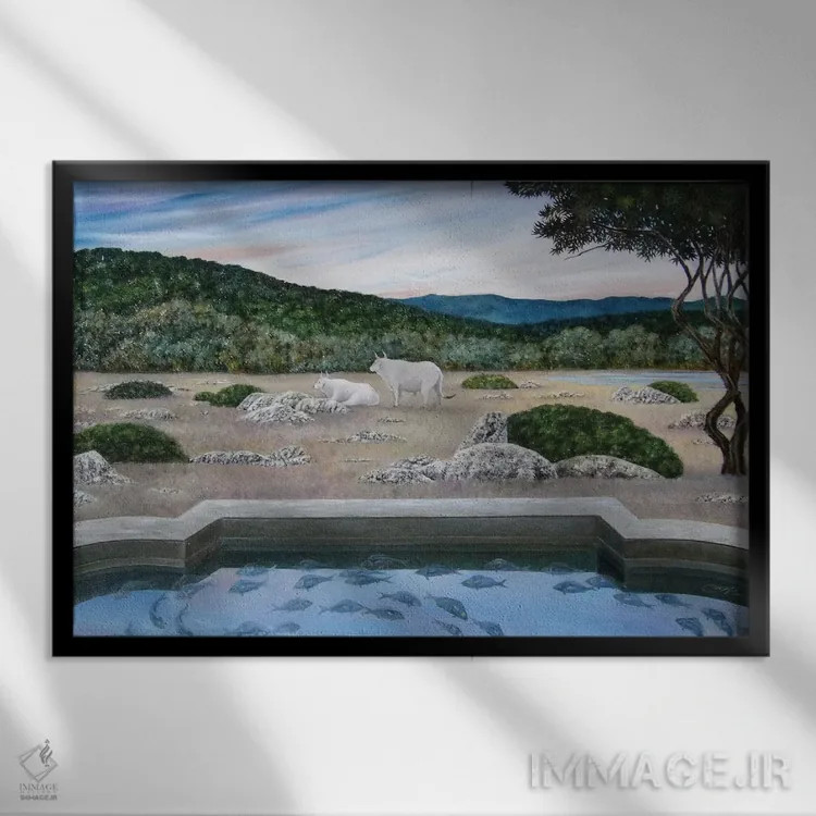 تابلو بالای آب و گذر از لبه اثر چکو مارینیلو - نمای قابدار مشکی