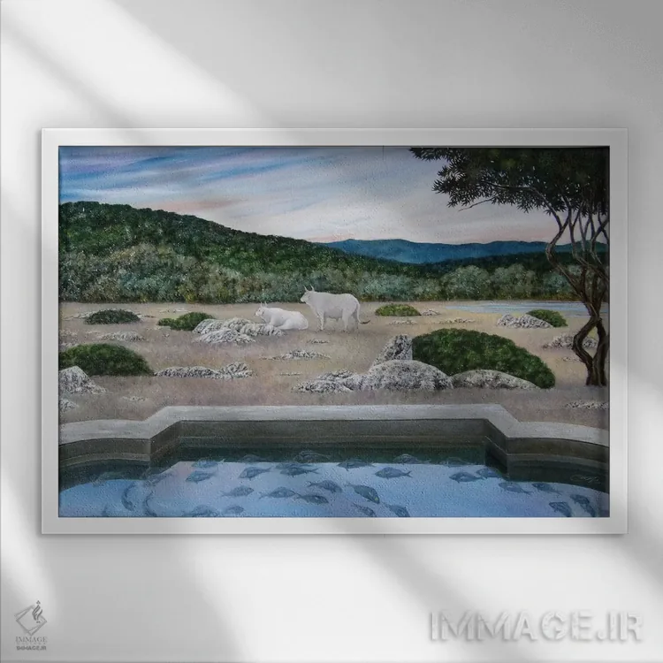 تابلو بالای آب و گذر از لبه اثر چکو مارینیلو - نمای قابدار سفید