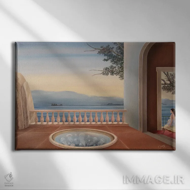 تابلو آکواریوم عروس دریایی اثر چکو مارینیلو - نمای روبهرو روی دیوار