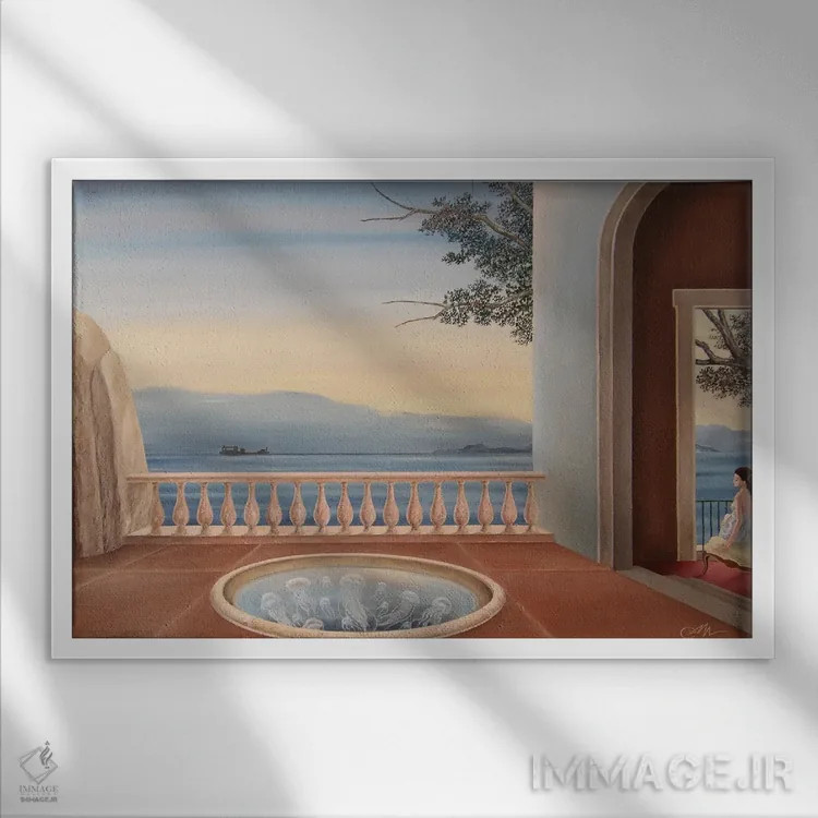 تابلو آکواریوم عروس دریایی اثر چکو مارینیلو - نمای قابدار سفید