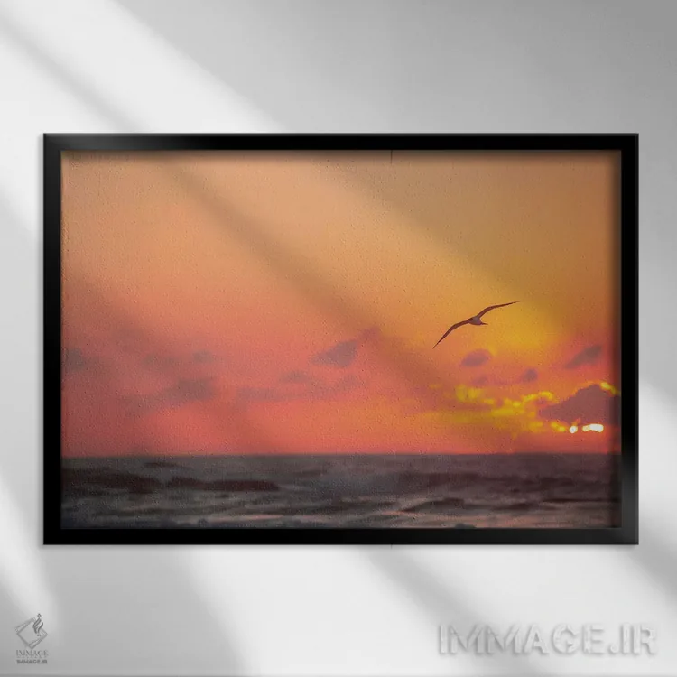 تابلو آسمانهای آتشین اثر شارلوت کرد - نمای قابدار مشکی