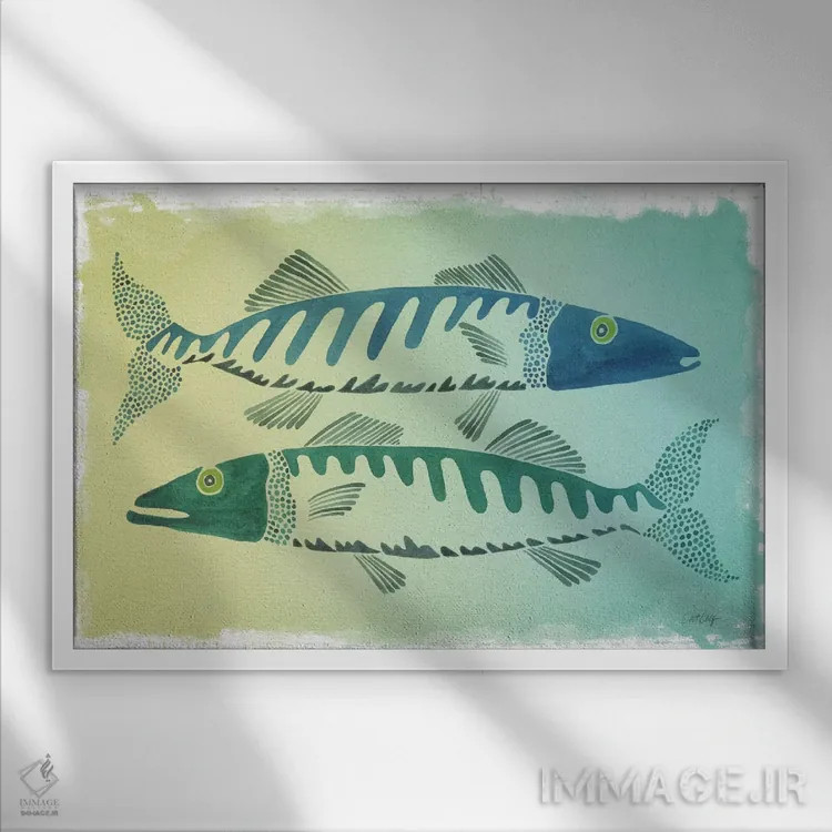 تابلو ماهی اثر کت کوکیلت - نمای قابدار سفید