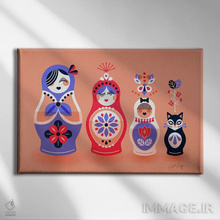 تابلو عروسکهای روسی I اثر کت کوکیلت - نمای روبهرو روی دیوار
