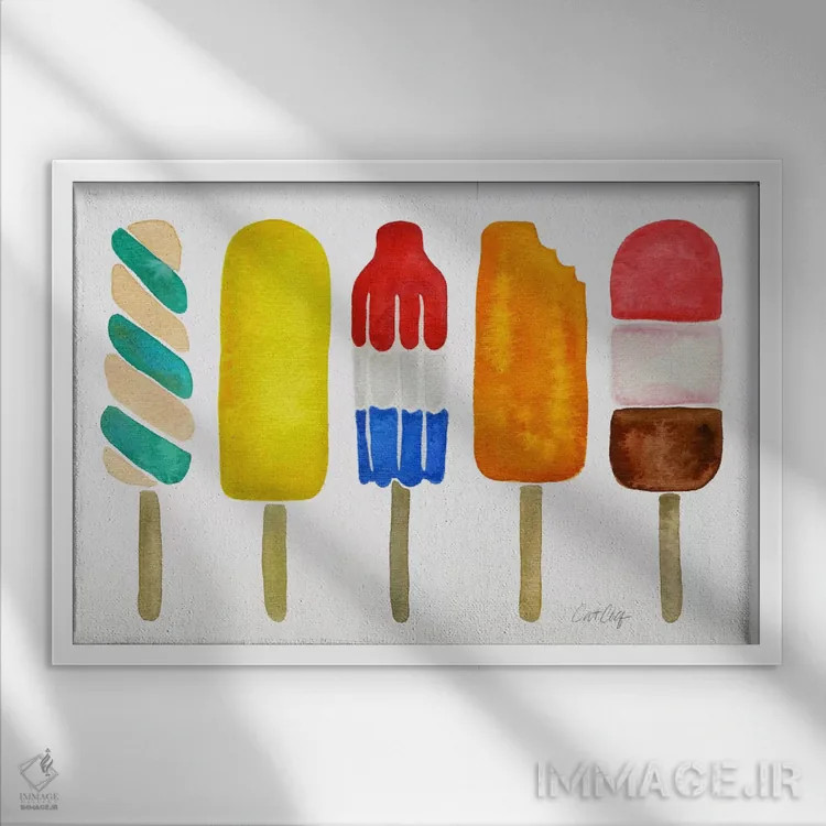 تابلو بستنی یخی اثر کت کوکیلت - نمای قابدار سفید