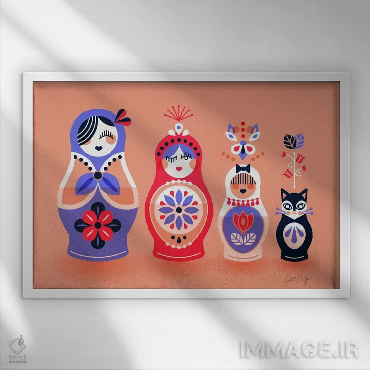 تابلو عروسکهای روسی I اثر کت کوکیلت - نمای قابدار سفید