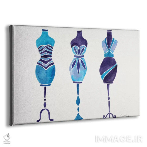 تابلو سه پیراهن آبی اثر کت کوکیلت - نمای پرسپکتیو محصول