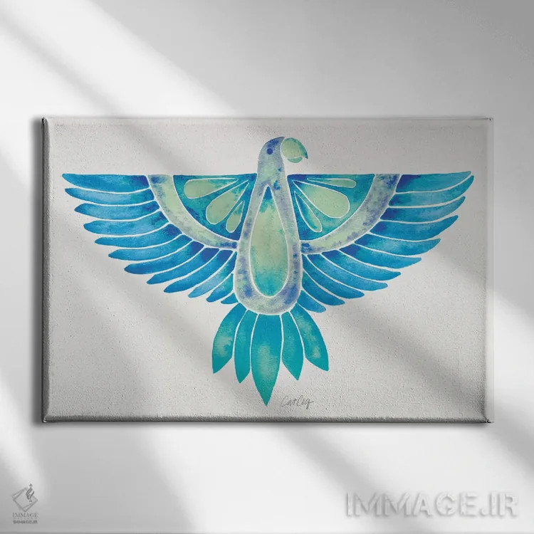 تابلو طوطی آبی گرباورهای (اومبره) اثر کت کوکیلت - نمای روبهرو روی دیوار