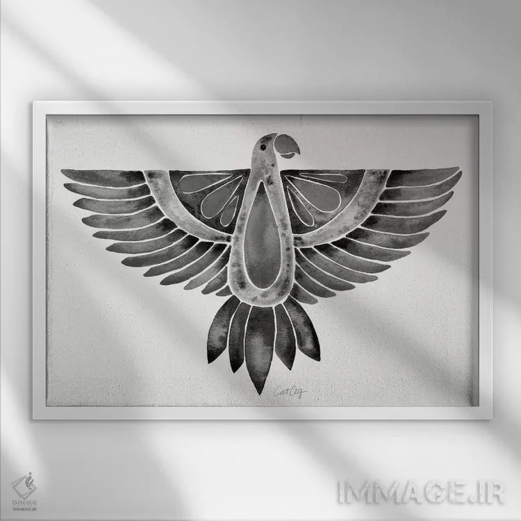 تابلو طوطی سیاه اثر کت کوکیلت - نمای قابدار سفید