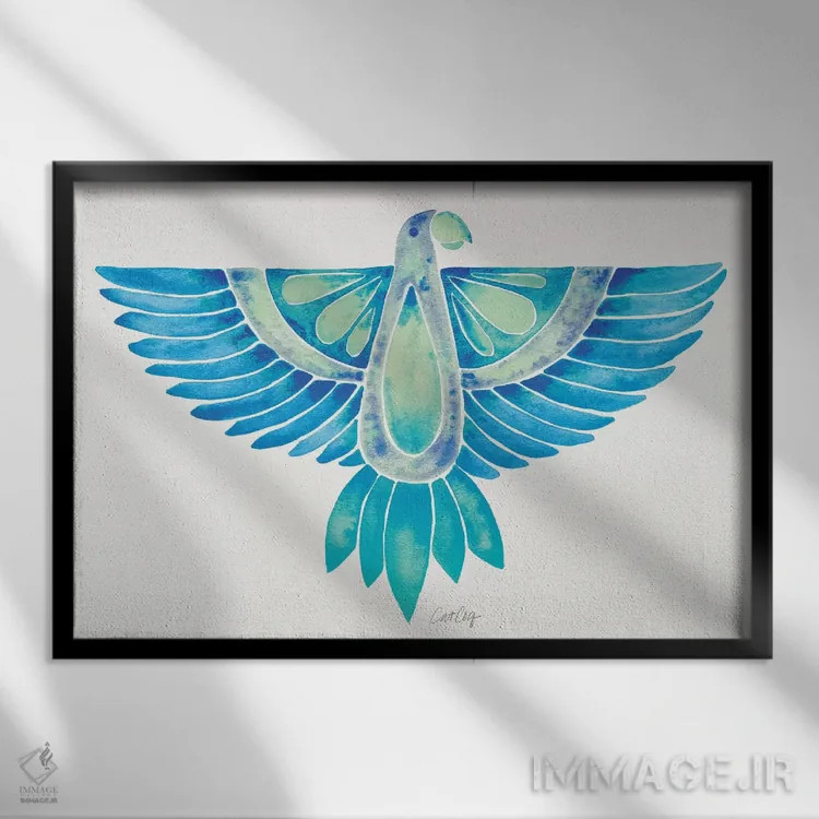 تابلو طوطی آبی گرباورهای (اومبره) اثر کت کوکیلت - نمای قابدار مشکی