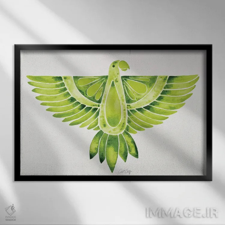 تابلو طوطی لیمویی اثر کت کوکیلت - نمای قابدار مشکی