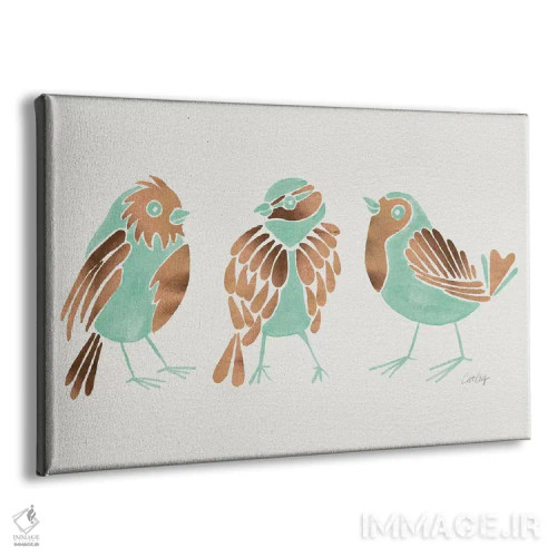 تابلو فنچهای نعناعی اثر کت کوکیلت - نمای پرسپکتیو محصول