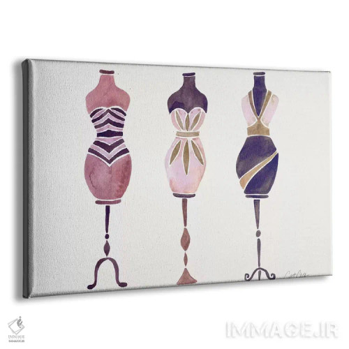 تابلو سه پیراهن بنفش ملایم (موو) اثر کت کوکیلت - نمای پرسپکتیو محصول