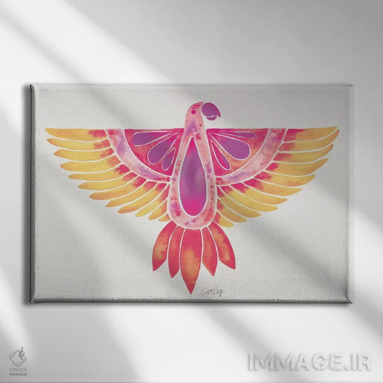 تابلو طوطی اوومبره طالبی رنگ اثر کت کوکیلت - نمای روبهرو روی دیوار