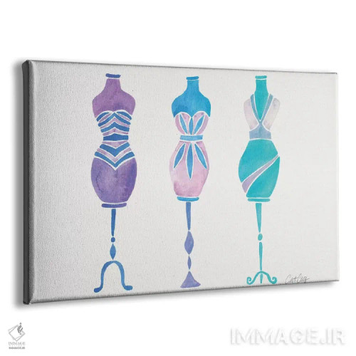 تابلو سه لباس فیروزهای اثر کت کوکیلت - نمای پرسپکتیو محصول