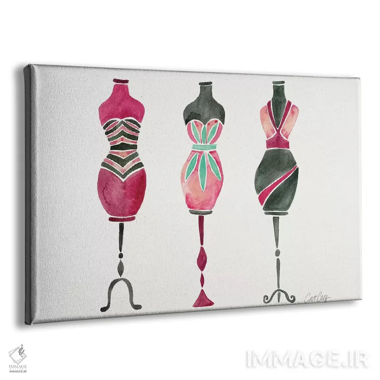 تابلو سه پیراهن صورتی اثر کت کوکیلت - نمای پرسپکتیو محصول