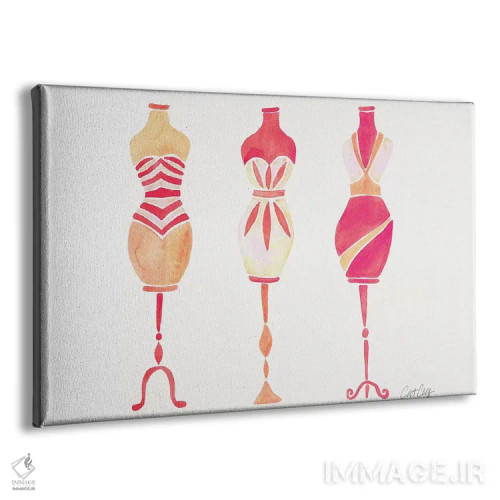 تابلو سه پیراهن گرباورهای هلویی اثر کت کوکیلت - نمای پرسپکتیو محصول