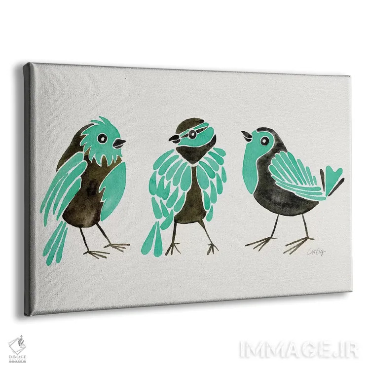 تابلو فنچهای فیروزهای اثر کت کوکیلت - نمای پرسپکتیو محصول