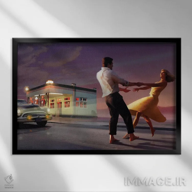 تابلو رقص شبانه اثر کریس کنسانی - نمای قابدار مشکی