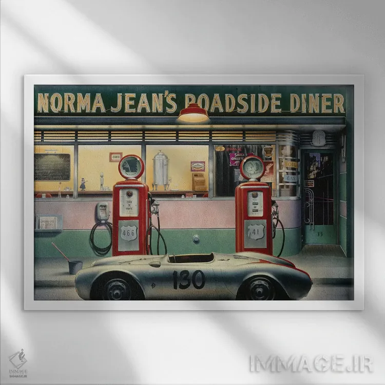 تابلو دختر تقویم بزرگراه سرنوشت اثر کریس کنسانی - نمای قابدار سفید