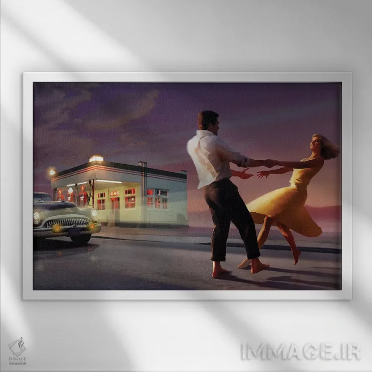 تابلو رقص شبانه اثر کریس کنسانی - نمای قابدار سفید