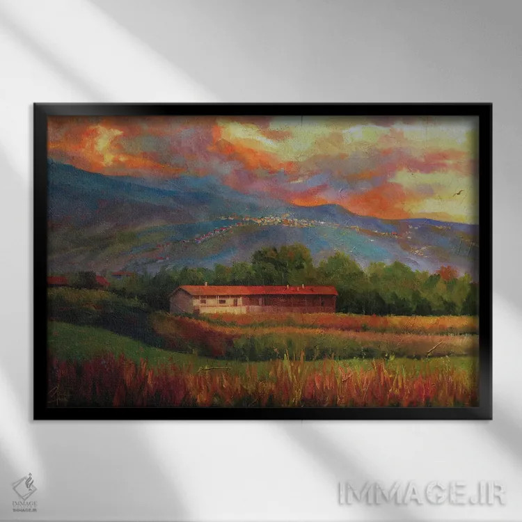 تابلو Italy,مزارع نزدیک آوستا، ایتالیا اثر کریستوفر کلارک - نمای قابدار مشکی