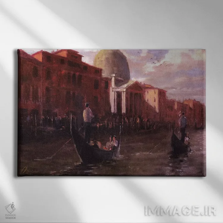 تابلو Italy,گوندولران ونیز، ایتالیا اثر کریستوفر کلارک - نمای روبهرو روی دیوار