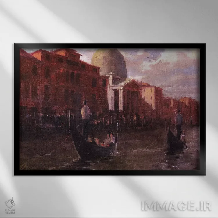 تابلو Italy,گوندولران ونیز، ایتالیا اثر کریستوفر کلارک - نمای قابدار مشکی