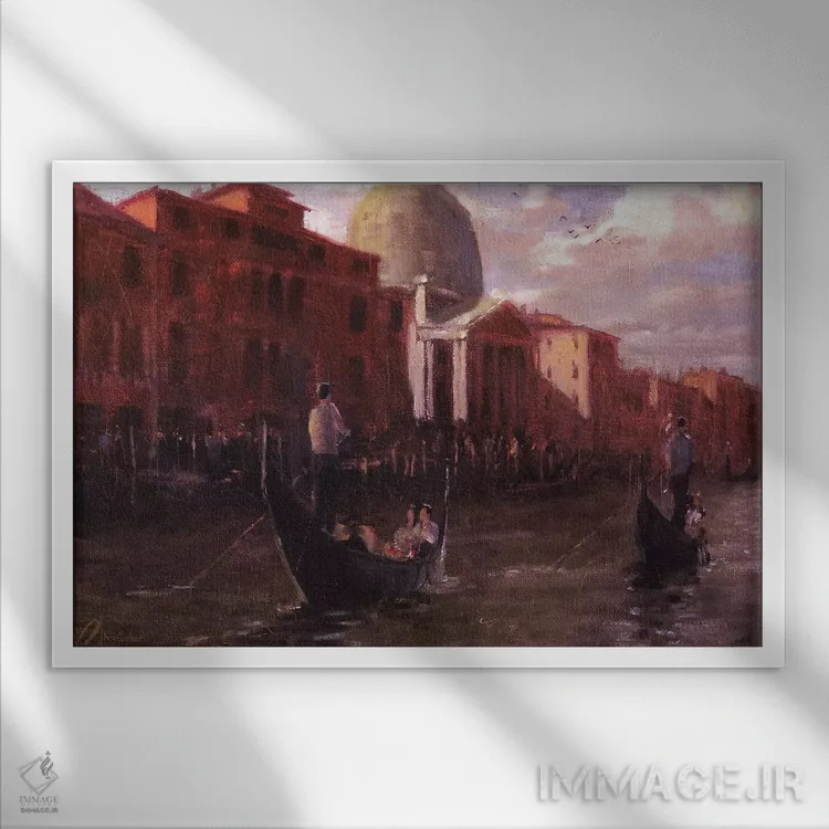 تابلو Italy,گوندولران ونیز، ایتالیا اثر کریستوفر کلارک - نمای قابدار سفید