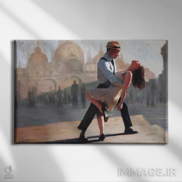 تابلو رقصیدن در میدان (شهر) اثر کریستوفر کلارک - نمای روبهرو روی دیوار