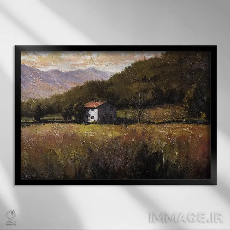 تابلو توسکانی، ایتالیا، پیادهروی به سوی مزرعهٔ گل رز I اثر کریستوفر کلارک - نمای قابدار مشکی