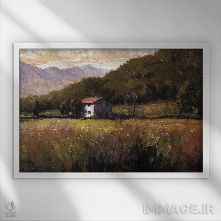 تابلو توسکانی، ایتالیا، پیادهروی به سوی مزرعهٔ گل رز I اثر کریستوفر کلارک - نمای قابدار سفید