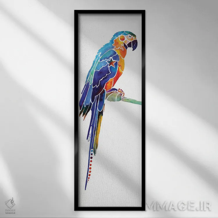 تابلو طوطی گرمسیری شماره یک اثر جو لینچ - نمای قابدار مشکی