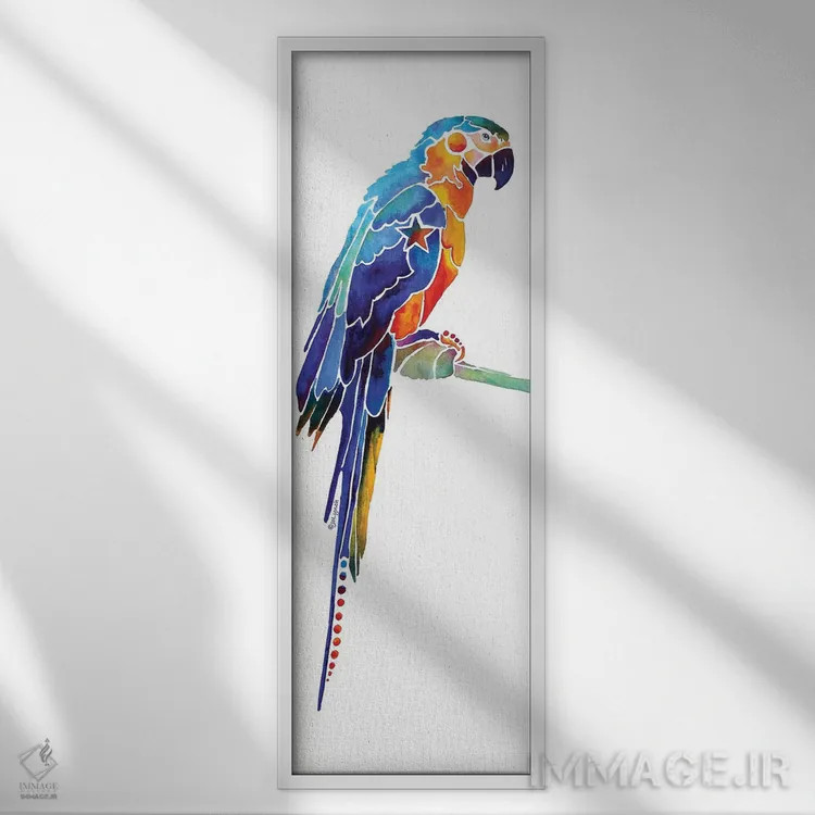 تابلو طوطی گرمسیری شماره یک اثر جو لینچ - نمای قابدار سفید